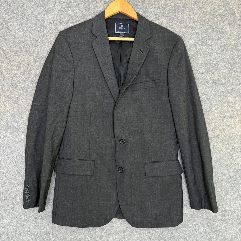 J Crew Thompson Suit Blazer Jacket Men 40 Regular 2 Button Gray Lined Sport Coat